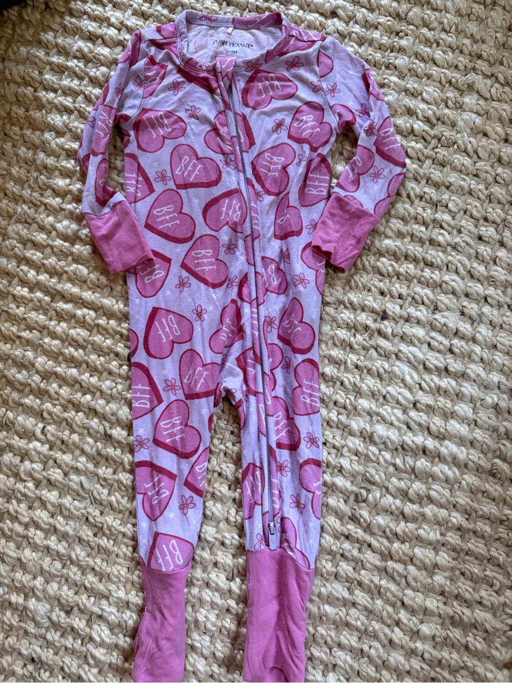 Posh Peanut Pink Heart "BFF" Footed One-Piece